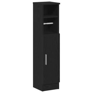 Stylish Bathroom Cabinet with Roll Holder - Black 20.5x22x90 cm