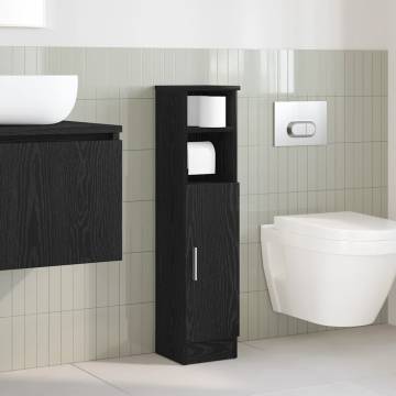 Stylish Bathroom Cabinet with Roll Holder - Black 20.5x22x90 cm