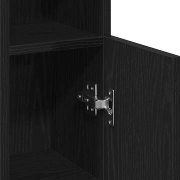 Stylish Bathroom Cabinet with Roll Holder - Black 20.5x22x90 cm