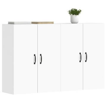 Elegant White Wall Mounted Cabinets - 2 Piece Set