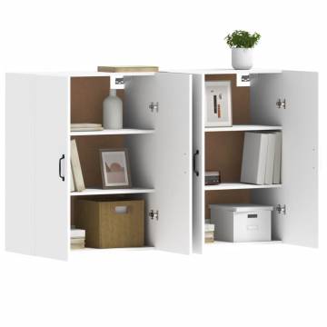 Elegant White Wall Mounted Cabinets - 2 Piece Set