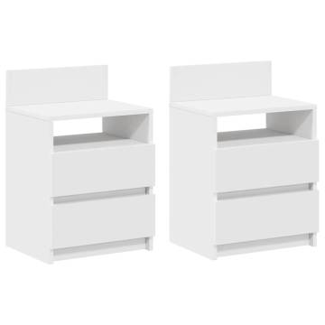 Stylish White Bedside Cabinets with 2 Drawers - Set of 2