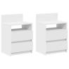 Stylish White Bedside Cabinets with 2 Drawers - Set of 2