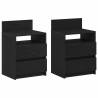 Stylish Black Bedside Cabinets Set - 2 Drawers | Hipo Market