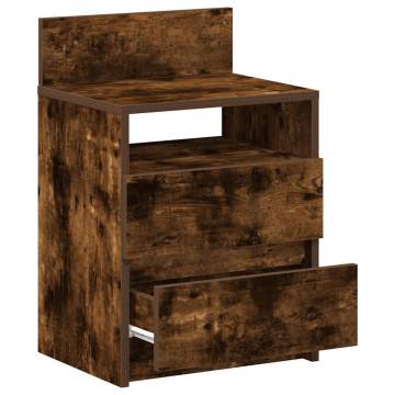 Stylish Bedside Cabinet with 2 Drawers in Smoked Oak - 40x33x60 cm