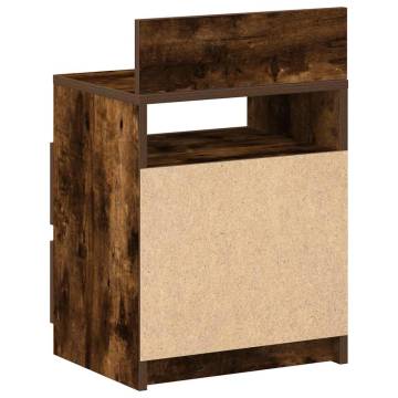 Stylish Bedside Cabinet with 2 Drawers in Smoked Oak - 40x33x60 cm