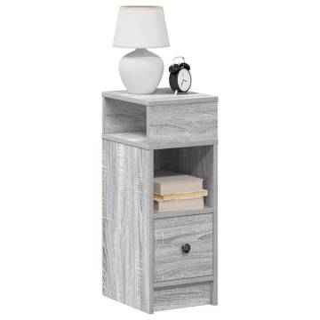 Stylish Grey Sonoma Bedside Cabinets - 2 pcs with Drawer