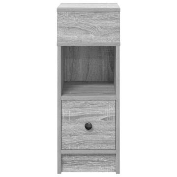 Stylish Grey Sonoma Bedside Cabinets - 2 pcs with Drawer