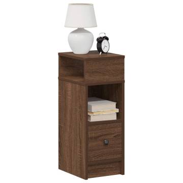 Brown Oak Bedside Cabinets - 2 pcs with Drawer | HipoMarket