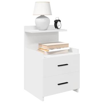 Stylish White Bedside Cabinets - 2 Drawers, 40x36.5 cm