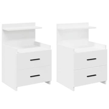 Stylish White Bedside Cabinets - 2 Drawers, 40x36.5 cm