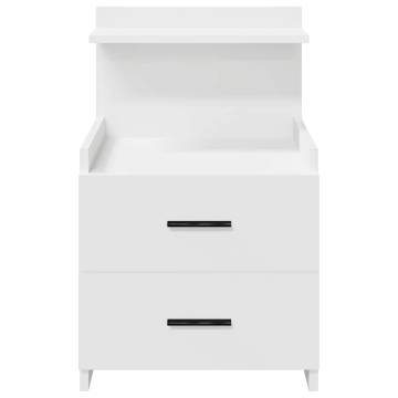 Stylish White Bedside Cabinets - 2 Drawers, 40x36.5 cm