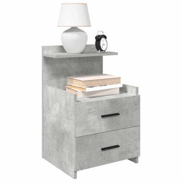 Stylish Concrete Grey Bedside Cabinet with 2 Drawers