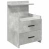 Stylish Concrete Grey Bedside Cabinet with 2 Drawers