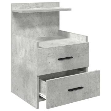 Stylish Concrete Grey Bedside Cabinet with 2 Drawers