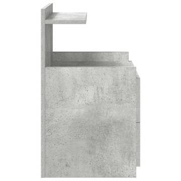 Stylish Concrete Grey Bedside Cabinet with 2 Drawers