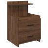 Stylish Brown Oak Bedside Cabinet with 2 Drawers - 40x36.5cm