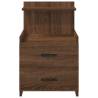 Stylish Brown Oak Bedside Cabinet with 2 Drawers - 40x36.5cm