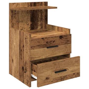 Stylish Bedside Cabinet with 2 Drawers in Old Wood - Hipomarket