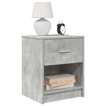 Bedside Cabinets 2 pcs with Drawer - Concrete Grey | HipoMarket