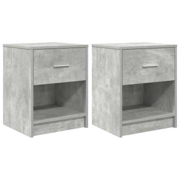 Bedside Cabinets 2 pcs with Drawer - Concrete Grey | HipoMarket