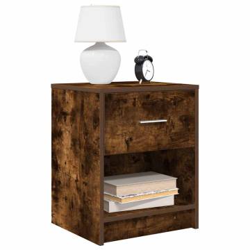 Bedside Cabinets 2 pcs with Drawer in Smoked Oak - Stylish Storage