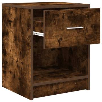 Bedside Cabinets 2 pcs with Drawer in Smoked Oak - Stylish Storage