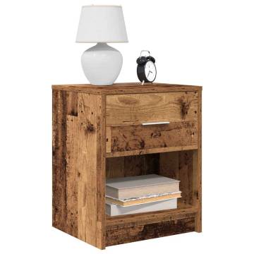 Stylish Bedside Cabinet with Drawer - Old Wood Design | HipoMarket