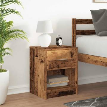 Stylish Bedside Cabinet with Drawer - Old Wood Design | HipoMarket