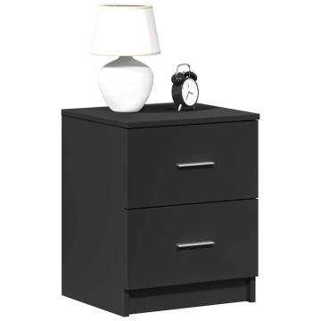 Stylish Black Bedside Cabinets - 2 Drawers 40x36x50 cm