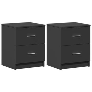 Stylish Black Bedside Cabinets - 2 Drawers 40x36x50 cm