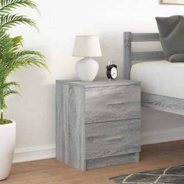 Stylish Grey Sonoma Bedside Cabinet with 2 Drawers | HipoMarket