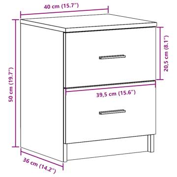 Stylish Grey Sonoma Bedside Cabinet with 2 Drawers | HipoMarket