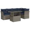 6 Piece Garden Sofa Set - Grey Poly Rattan with Cushions