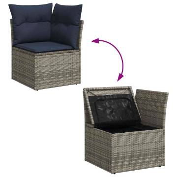 6 Piece Garden Sofa Set - Grey Poly Rattan with Cushions