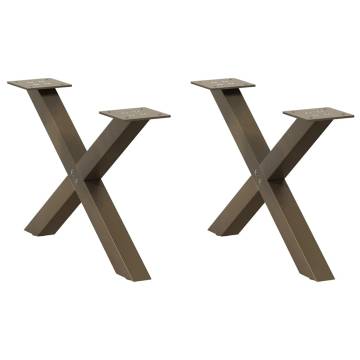 X-Shaped Coffee Table Legs - Natural Steel - 60x(30-31) cm