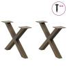 X-Shaped Coffee Table Legs - Natural Steel - 60x(30-31) cm