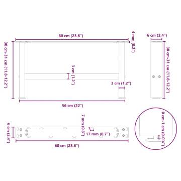 Coffee Table Legs Natural Steel 2 pcs - Sturdy & Stylish Design