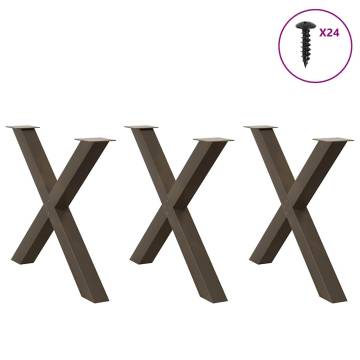 X-Shaped Dining Table Legs - Natural Steel - 3 pcs Set