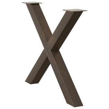 X-Shaped Dining Table Legs - Natural Steel - 3 pcs Set