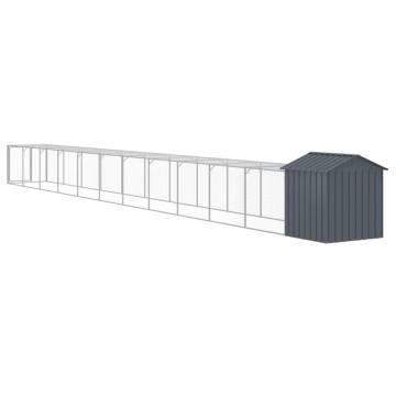 Durable Chicken Cage with Run - Anthracite Galvanised Steel