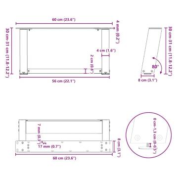 U-Shaped Coffee Table Legs - Durable Natural Steel Design