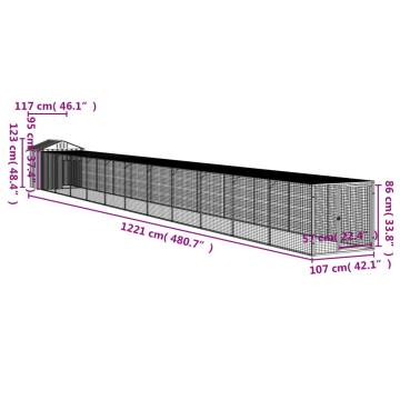 Durable Chicken Cage with Run - Anthracite Galvanised Steel