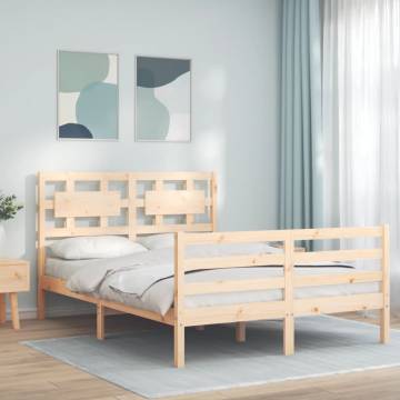 Solid Wood Bed Frame with Headboard 140x190 cm - Hipomarket