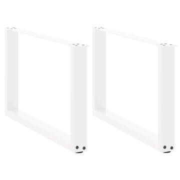 U-Shaped Coffee Table Legs - 2 pcs White Steel 60x(42-43) cm