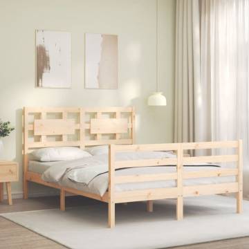 Solid Wood Bed Frame with Headboard 140x190 cm - Hipomarket