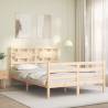 Solid Wood Bed Frame with Headboard 140x190 cm - Hipomarket