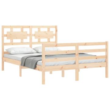 Solid Wood Bed Frame with Headboard 140x190 cm - Hipomarket