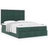 Ottoman Bed with Mattresses Dark Green 140x190cm Velvet