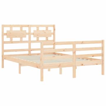 Solid Wood Bed Frame with Headboard 140x190 cm - Hipomarket